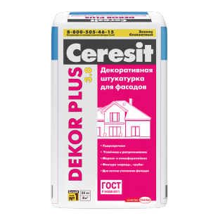 Штукатурка для фасадов декоративная CERESIT DEKOR PLUS 25 кг. 2783097