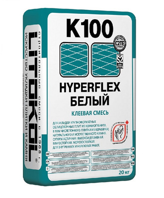 Клей для плитки и камня Litokol Hyperflex K100 белый 20 кг